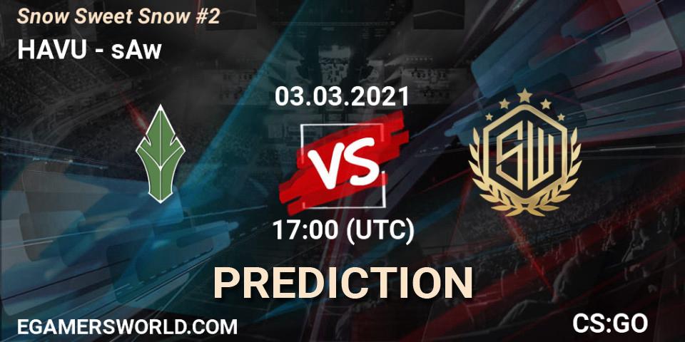 HAVU vs sAw: Betting TIp, Match Prediction. 03.03.2021 at 18:15. Counter-Strike (CS2), Snow Sweet Snow #2