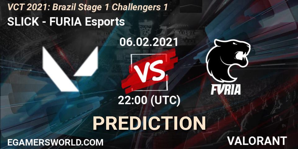 SLICK vs FURIA Esports: Betting TIp, Match Prediction. 06.02.2021 at 22:00. VALORANT, VCT 2021: Brazil Stage 1 Challengers 1