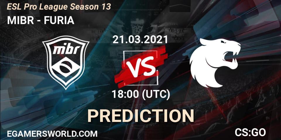 MIBR vs FURIA: Betting TIp, Match Prediction. 21.03.2021 at 18:55. Counter-Strike (CS2), ESL Pro League Season 13