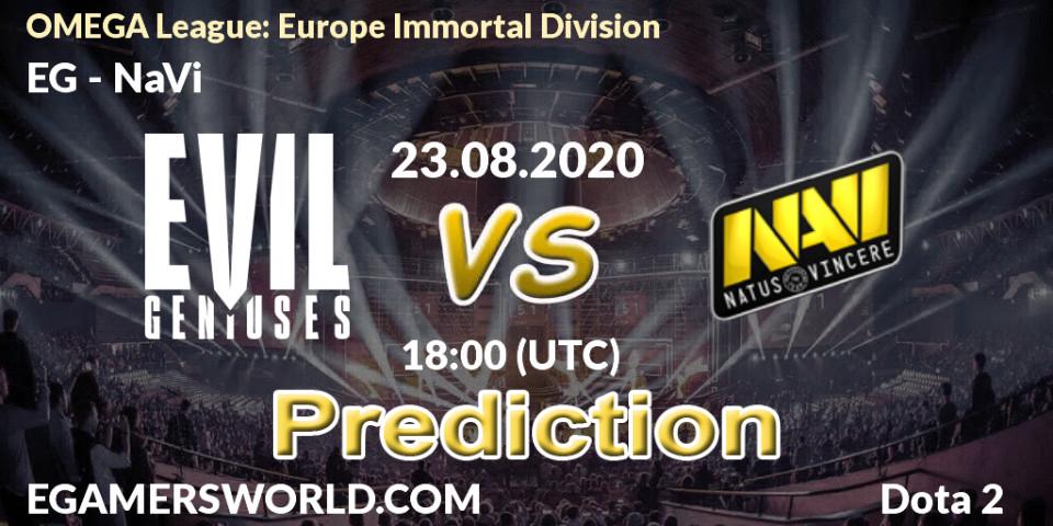 EG vs NaVi: Betting TIp, Match Prediction. 23.08.20. Dota 2, OMEGA League: Europe Immortal Division