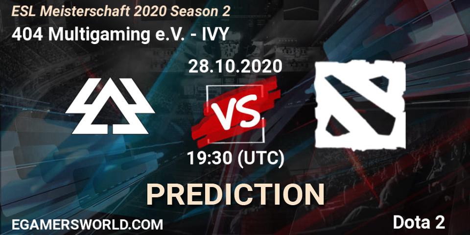 404 Multigaming e.V. vs IVY: Betting TIp, Match Prediction. 28.10.2020 at 20:14. Dota 2, ESL Meisterschaft 2020 Season 2