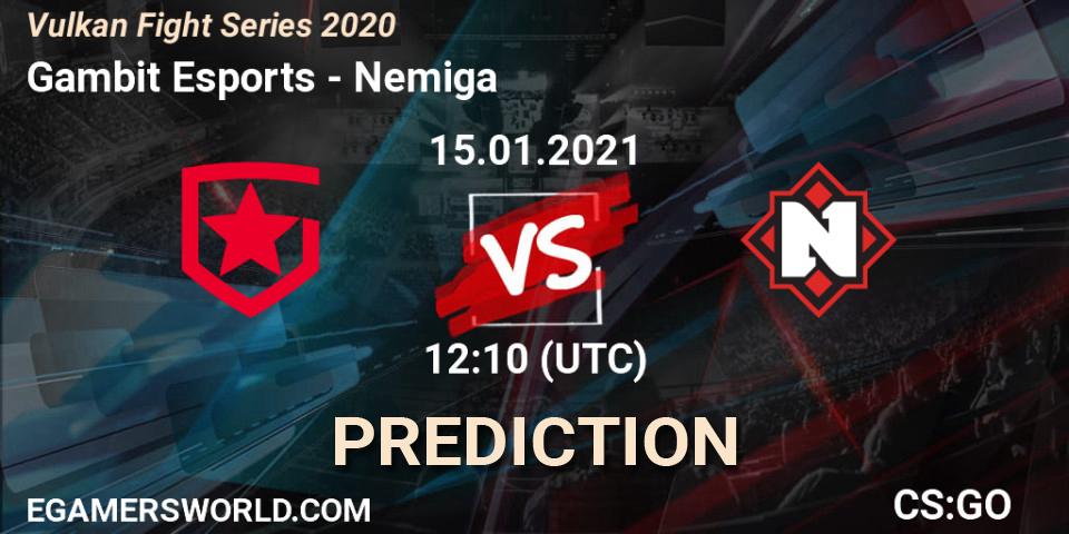 Gambit Esports vs Nemiga: Betting TIp, Match Prediction. 15.01.21. CS2 (CS:GO), Vulkan Fight Series 2020