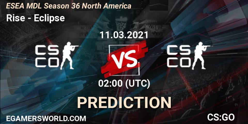Rise vs Eclipse: Betting TIp, Match Prediction. 11.03.21. CS2 (CS:GO), MDL ESEA Season 36: North America - Premier Division