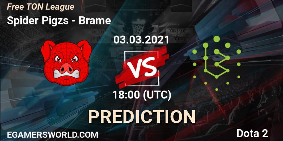 Spider Pigzs vs Brame: Betting TIp, Match Prediction. 03.03.21. Dota 2, Free TON League