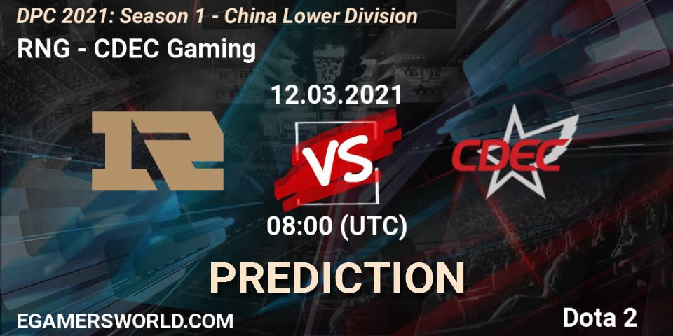 RNG vs CDEC Gaming: Betting TIp, Match Prediction. 12.03.21. Dota 2, DPC 2021: Season 1 - China Lower Division