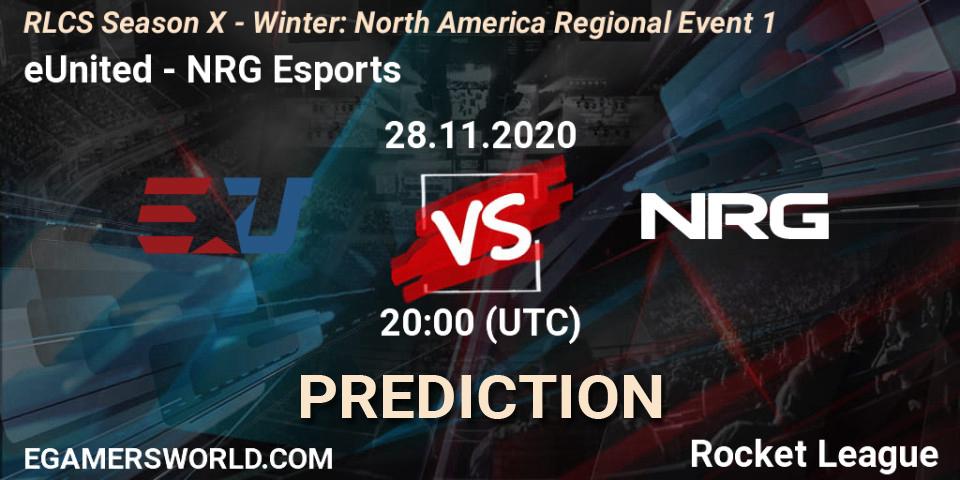 eUnited vs NRG Esports: Betting TIp, Match Prediction. 28.11.2020 at 20:00. Rocket League, RLCS Season X - Winter: North America Regional Event 1