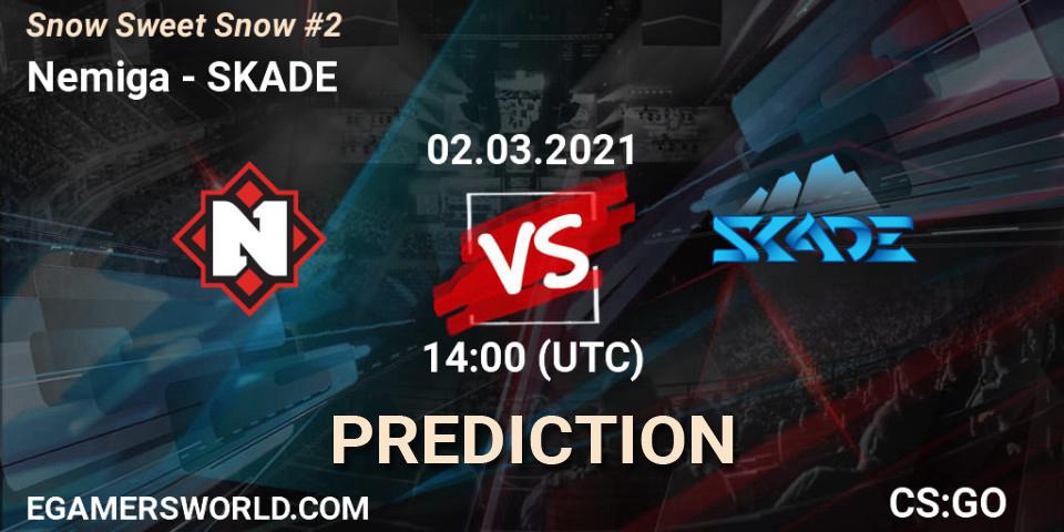Nemiga vs SKADE: Betting TIp, Match Prediction. 02.03.2021 at 14:10. Counter-Strike (CS2), Snow Sweet Snow #2