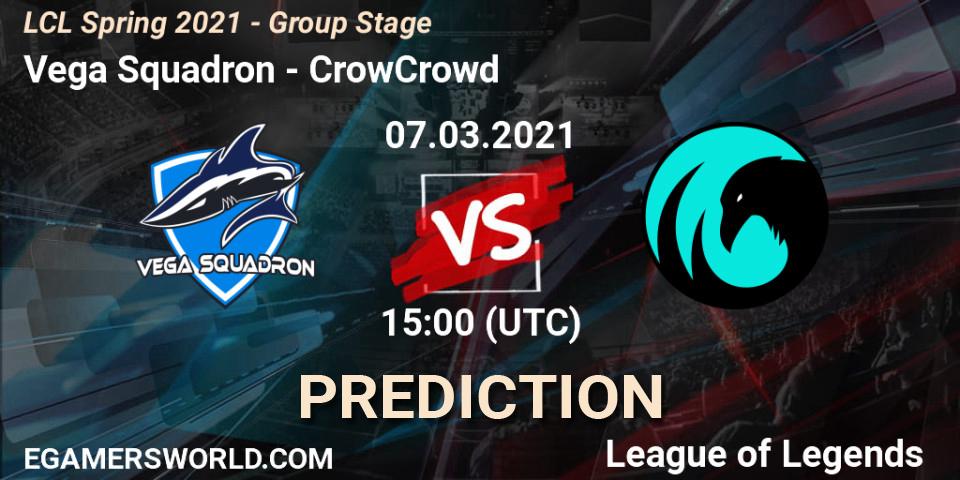 Vega Squadron vs CrowCrowd: Betting TIp, Match Prediction. 07.03.2021 at 15:00. LoL, LCL Spring 2021 - Group Stage
