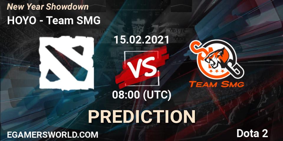 HOYO vs Team SMG: Betting TIp, Match Prediction. 15.02.2021 at 07:41. Dota 2, New Year Showdown