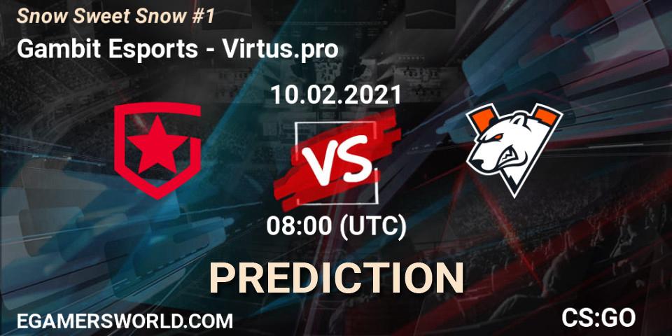 Gambit Esports vs Virtus.pro: Betting TIp, Match Prediction. 10.02.2021 at 08:00. Counter-Strike (CS2), Snow Sweet Snow #1