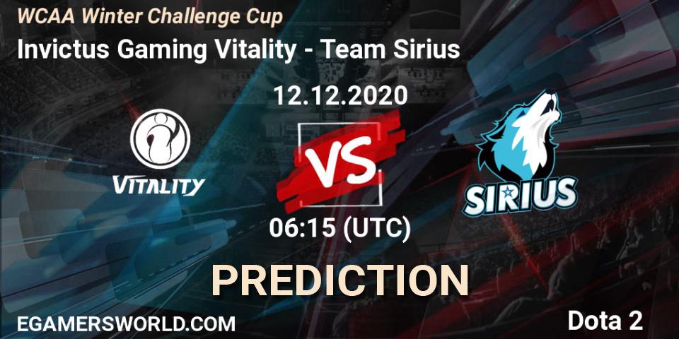 Invictus Gaming Vitality vs Team Sirius: Betting TIp, Match Prediction. 12.12.20. Dota 2, WCAA Winter Challenge Cup