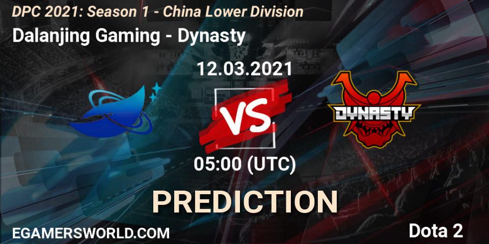 Dalanjing Gaming vs Dynasty: Betting TIp, Match Prediction. 12.03.2021 at 05:00. Dota 2, DPC 2021: Season 1 - China Lower Division