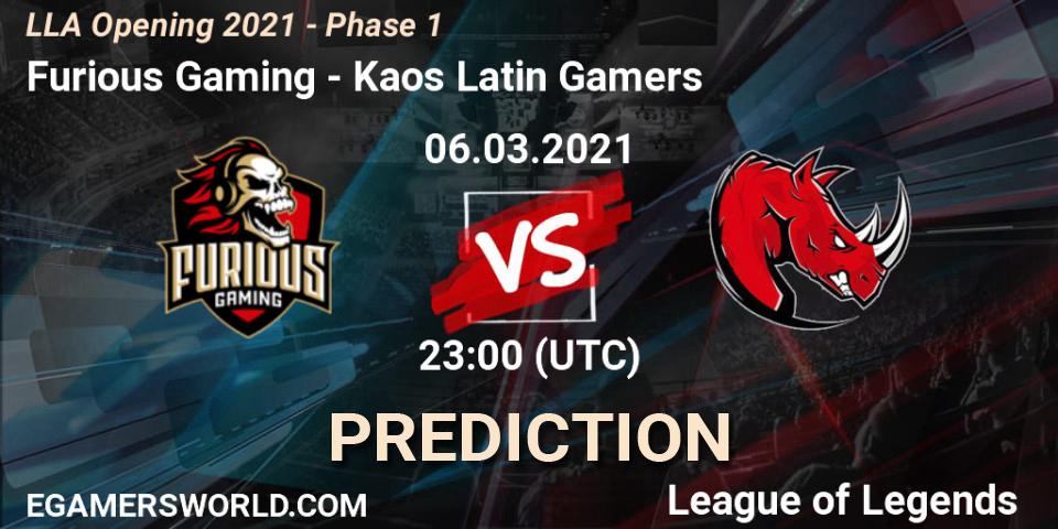 Furious Gaming vs Kaos Latin Gamers: Betting TIp, Match Prediction. 06.03.21. LoL, LLA Opening 2021 - Phase 1
