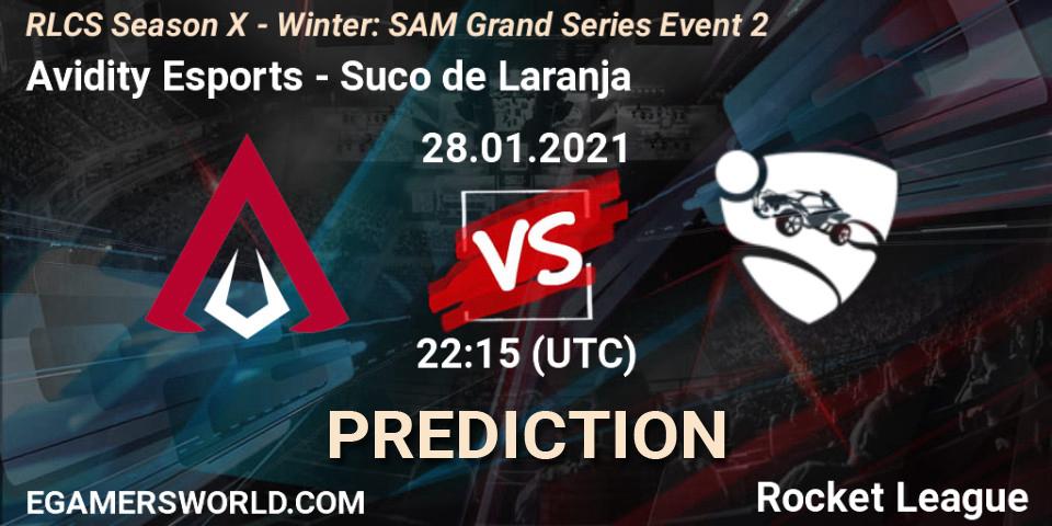 Avidity Esports vs Suco de Laranja: Betting TIp, Match Prediction. 28.01.2021 at 22:15. Rocket League, RLCS Season X - Winter: SAM Grand Series Event 2