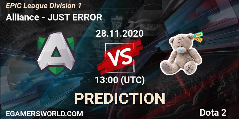 Alliance vs JUST ERROR: Betting TIp, Match Prediction. 26.11.20. Dota 2, EPIC League Division 1