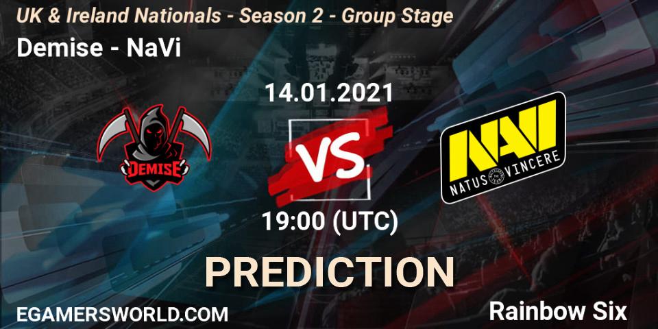 Demise vs NaVi: Betting TIp, Match Prediction. 14.01.21. Rainbow Six, UK & Ireland Nationals - Season 2 - Group Stage