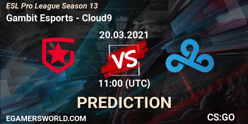 Gambit Esports vs Cloud9: Betting TIp, Match Prediction. 20.03.21. CS2 (CS:GO), ESL Pro League Season 13