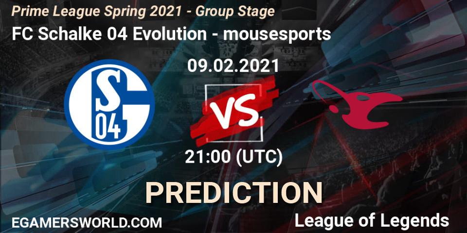 FC Schalke 04 Evolution vs mousesports: Betting TIp, Match Prediction. 09.02.21. LoL, Prime League Spring 2021 - Group Stage