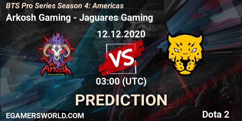 Arkosh Gaming vs Jaguares Gaming: Betting TIp, Match Prediction. 11.12.2020 at 23:19. Dota 2, BTS Pro Series Season 4: Americas