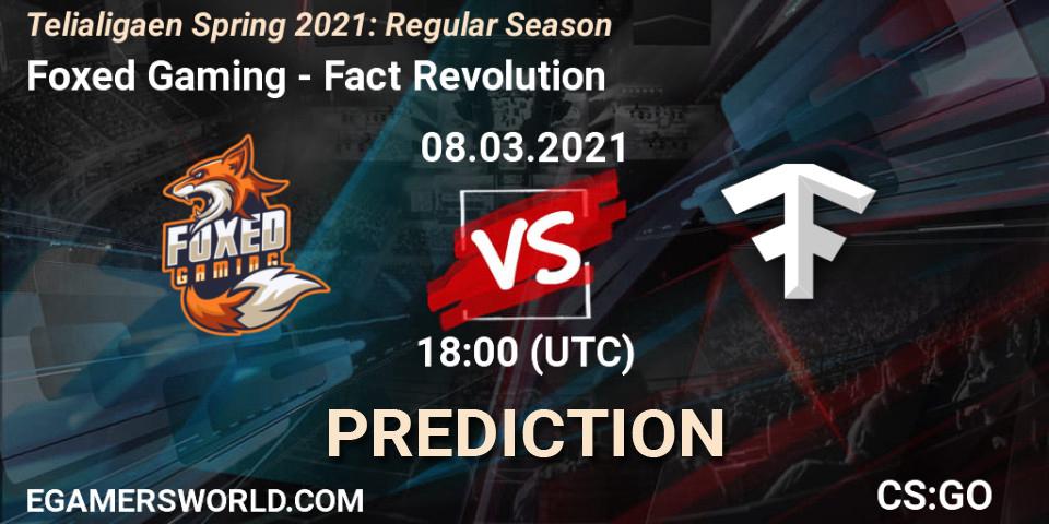 Foxed Gaming vs Fact Revolution: Betting TIp, Match Prediction. 08.03.2021 at 18:00. Counter-Strike (CS2), Telialigaen Spring 2021: Regular Season