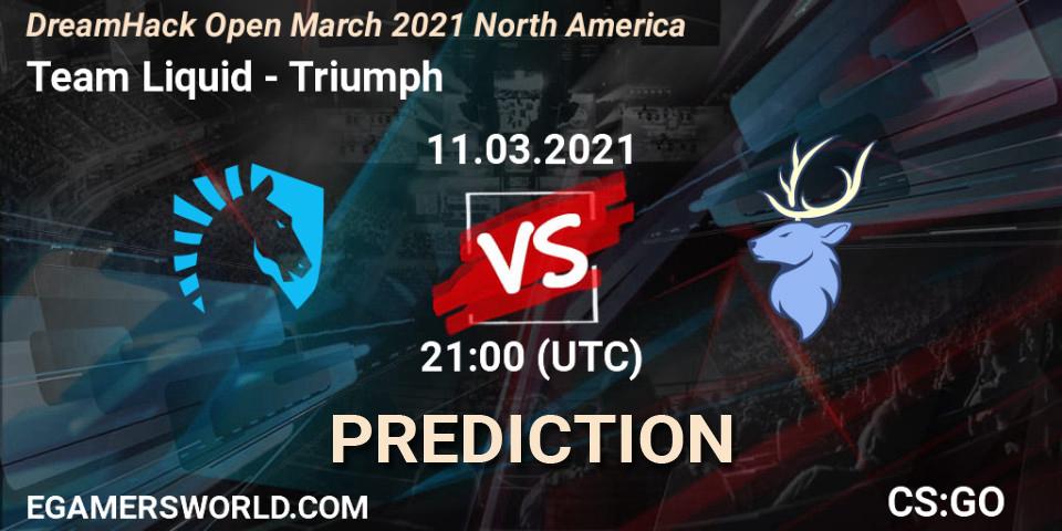 Team Liquid vs Triumph: Betting TIp, Match Prediction. 11.03.2021 at 21:00. Counter-Strike (CS2), DreamHack Open March 2021 North America