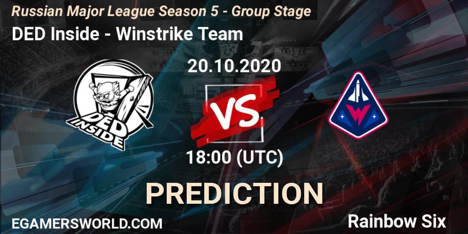 DED Inside vs Winstrike Team: Betting TIp, Match Prediction. 20.10.20. Rainbow Six, Russian Major League Season 5 - Group Stage