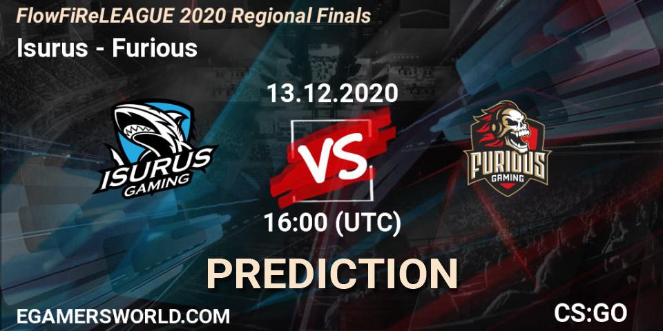 Isurus vs Furious: Betting TIp, Match Prediction. 13.12.2020 at 16:00. Counter-Strike (CS2), FlowFiReLEAGUE 2020 Regional Finals
