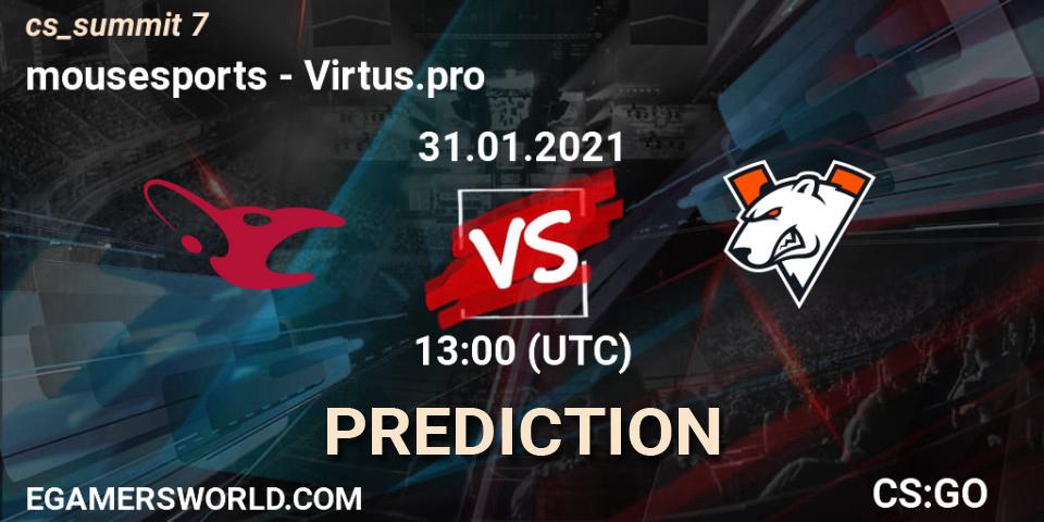 mousesports vs Virtus.pro: Betting TIp, Match Prediction. 31.01.21. CS2 (CS:GO), cs_summit 7