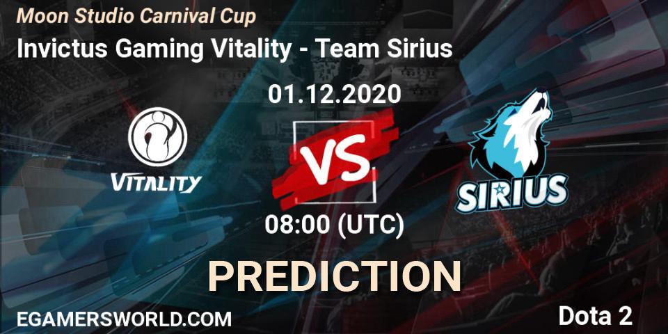 Invictus Gaming Vitality vs Team Sirius: Betting TIp, Match Prediction. 01.12.20. Dota 2, Moon Studio Carnival Cup