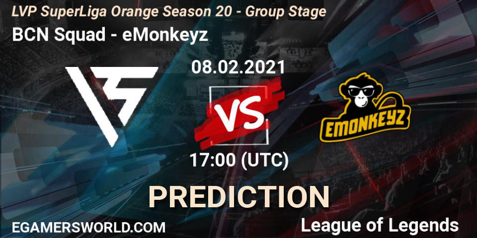 BCN Squad vs eMonkeyz: Betting TIp, Match Prediction. 08.02.21. LoL, LVP SuperLiga Orange Season 20 - Group Stage