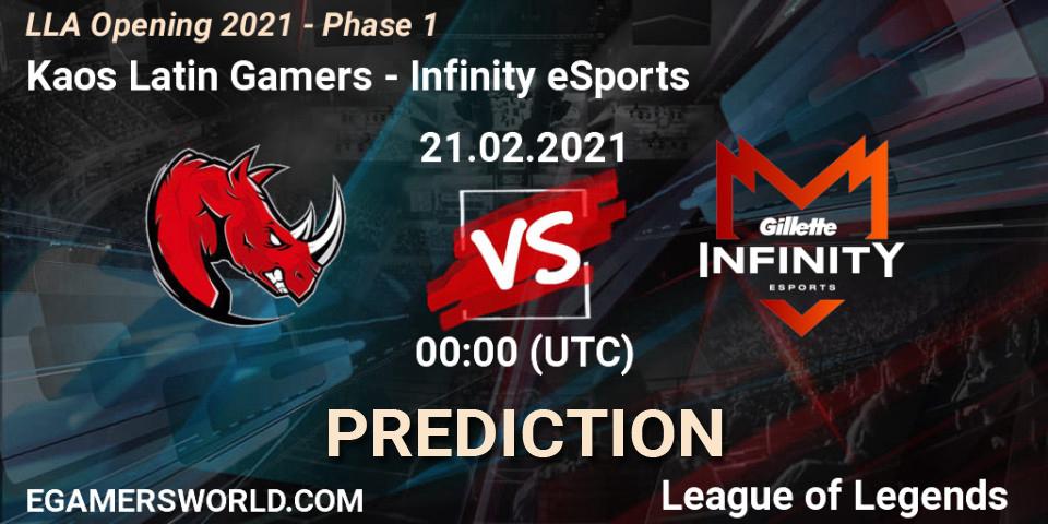 Kaos Latin Gamers vs Infinity eSports: Betting TIp, Match Prediction. 21.02.21. LoL, LLA Opening 2021 - Phase 1
