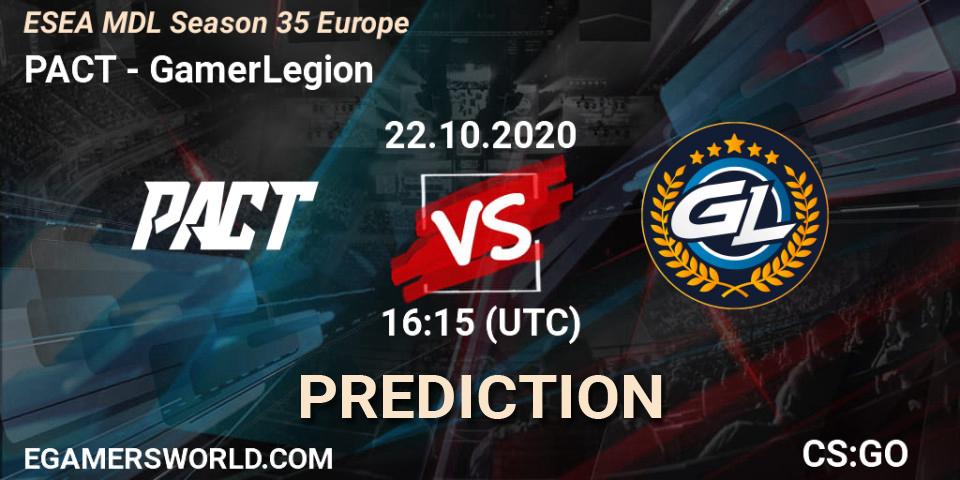 PACT vs GamerLegion: Betting TIp, Match Prediction. 22.10.20. CS2 (CS:GO), ESEA MDL Season 35 Europe