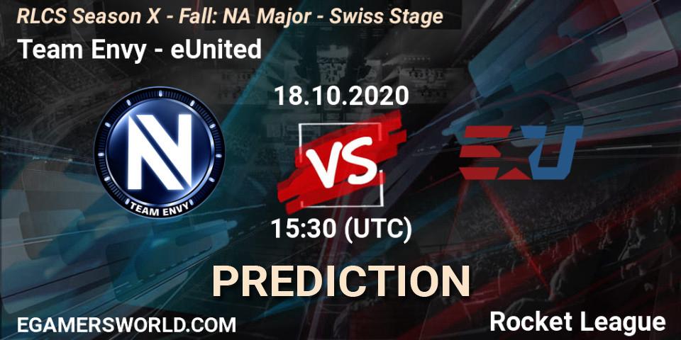 Team Envy vs eUnited: Betting TIp, Match Prediction. 18.10.2020 at 15:30. Rocket League, RLCS Season X - Fall: NA Major - Swiss Stage
