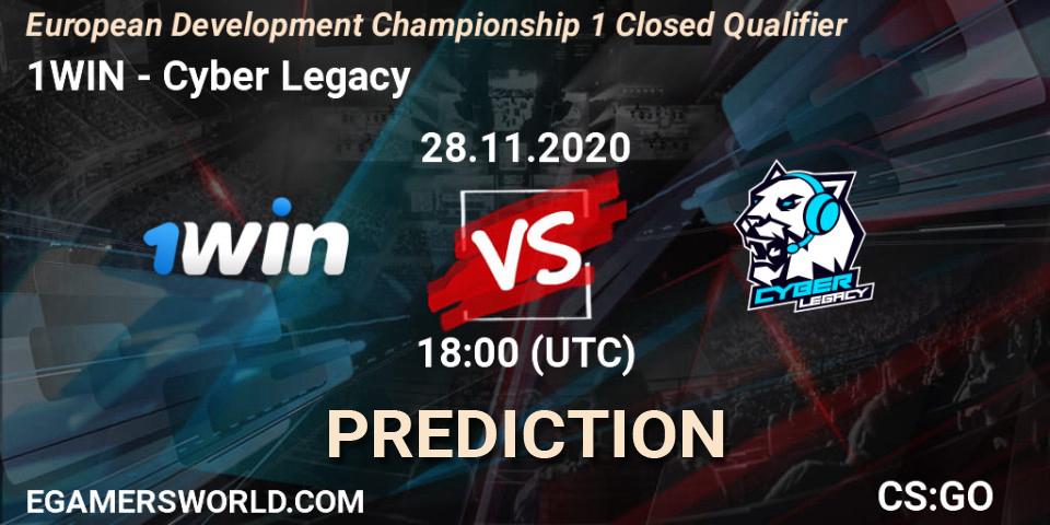 1WIN vs Cyber Legacy: Betting TIp, Match Prediction. 28.11.2020 at 19:00. Counter-Strike (CS2), European Development Championship 1 Closed Qualifier
