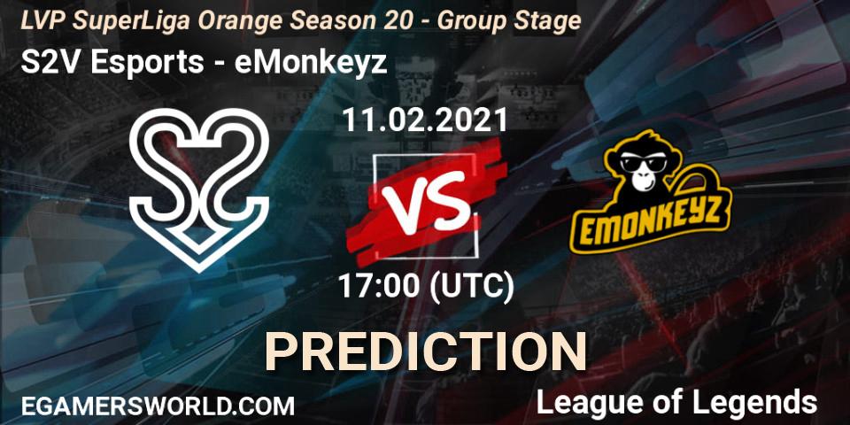 S2V Esports vs eMonkeyz: Betting TIp, Match Prediction. 11.02.21. LoL, LVP SuperLiga Orange Season 20 - Group Stage