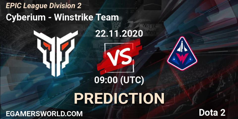 Cyberium vs Winstrike Team: Betting TIp, Match Prediction. 22.11.20. Dota 2, EPIC League Division 2