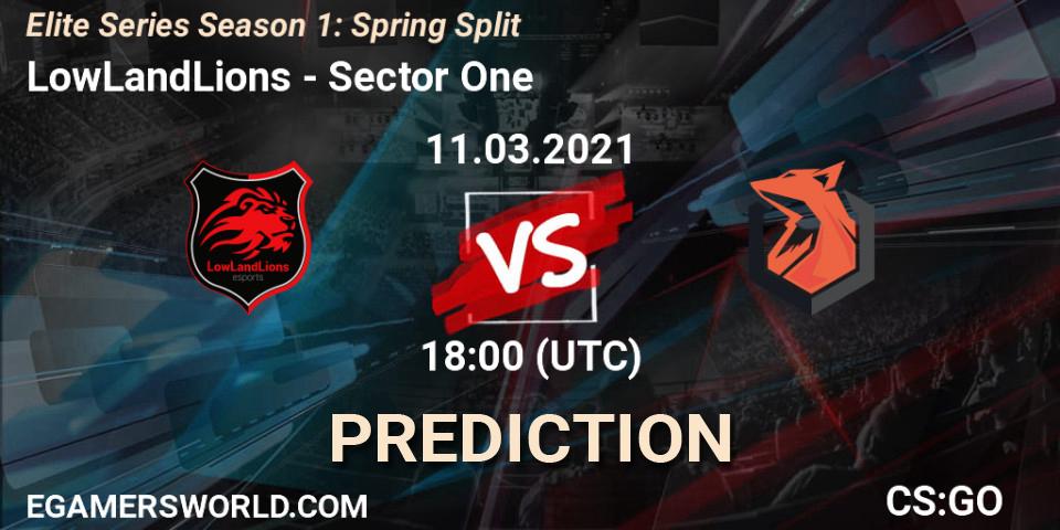 LowLandLions vs Sector One: Betting TIp, Match Prediction. 12.03.2021 at 18:00. Counter-Strike (CS2), Elite Series Season 1: Spring Split