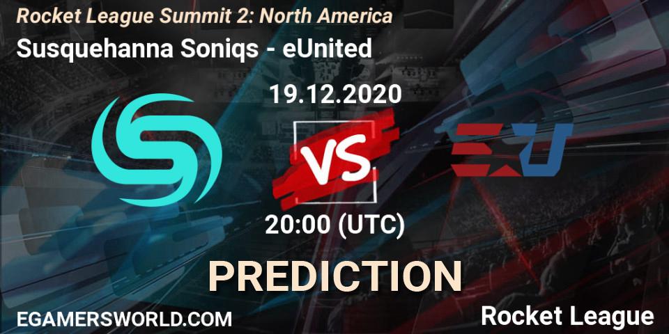 Susquehanna Soniqs vs eUnited: Betting TIp, Match Prediction. 19.12.2020 at 20:00. Rocket League, Rocket League Summit 2: North America