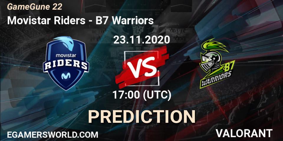 Movistar Riders vs B7 Warriors: Betting TIp, Match Prediction. 23.11.2020 at 17:00. VALORANT, GameGune 22