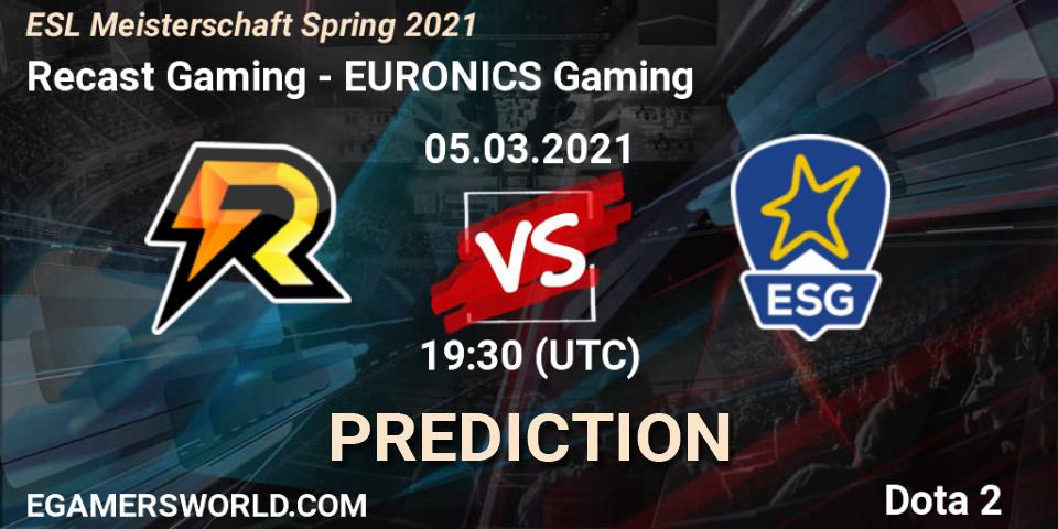 Recast Gaming vs EURONICS Gaming: Betting TIp, Match Prediction. 05.03.2021 at 20:30. Dota 2, ESL Meisterschaft Spring 2021
