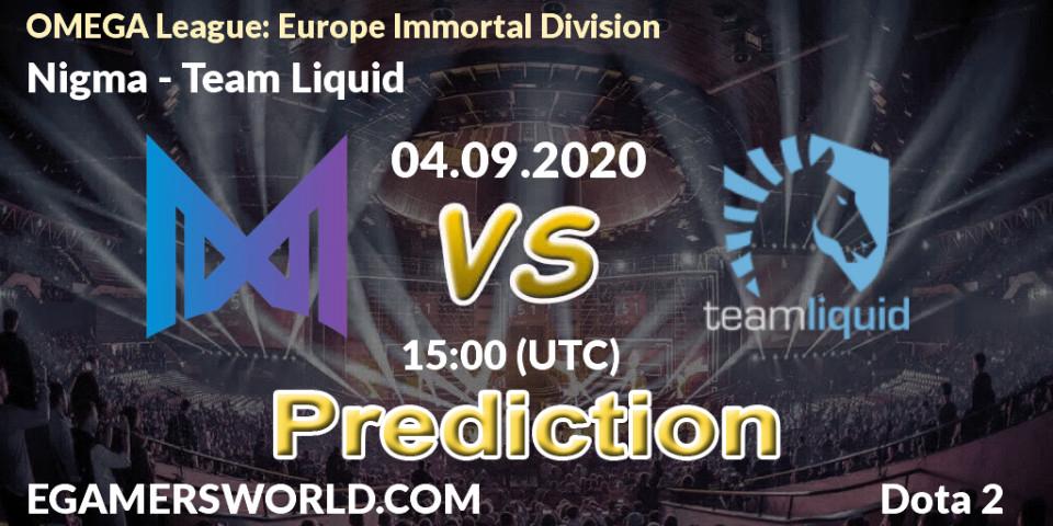 Nigma vs Team Liquid: Betting TIp, Match Prediction. 04.09.20. Dota 2, OMEGA League: Europe Immortal Division