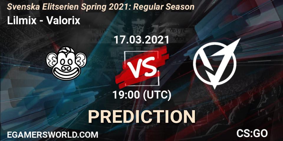 Lilmix vs Valorix: Betting TIp, Match Prediction. 17.03.21. CS2 (CS:GO), Svenska Elitserien Spring 2021: Regular Season