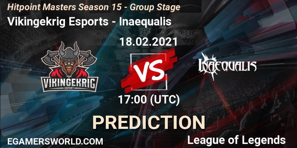 Vikingekrig Esports vs Inaequalis: Betting TIp, Match Prediction. 18.02.2021 at 17:00. LoL, Hitpoint Masters Season 15 - Group Stage