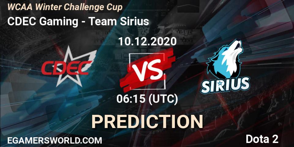 CDEC Gaming vs Team Sirius: Betting TIp, Match Prediction. 10.12.20. Dota 2, WCAA Winter Challenge Cup