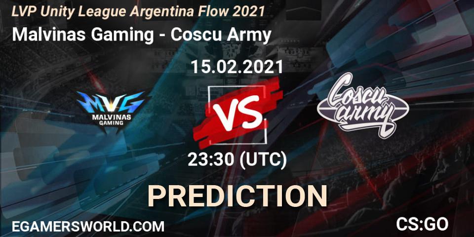 Malvinas Gaming vs Coscu Army: Betting TIp, Match Prediction. 15.02.2021 at 23:30. Counter-Strike (CS2), LVP Unity League Argentina Apertura 2021