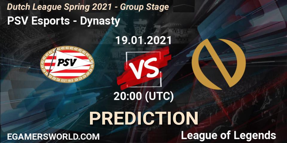 PSV Esports vs Dynasty: Betting TIp, Match Prediction. 19.01.2021 at 20:00. LoL, Dutch League Spring 2021 - Group Stage