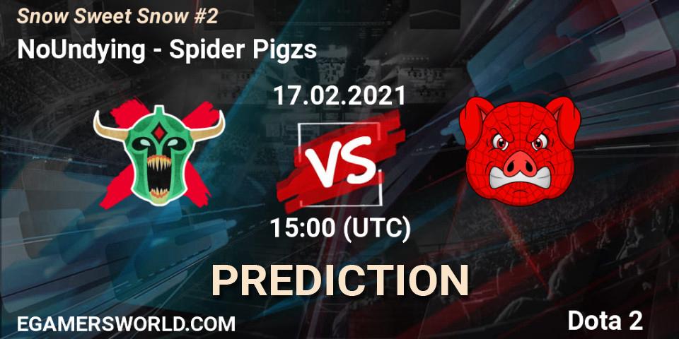 NoUndying vs Spider Pigzs: Betting TIp, Match Prediction. 17.02.2021 at 15:00. Dota 2, Snow Sweet Snow #2