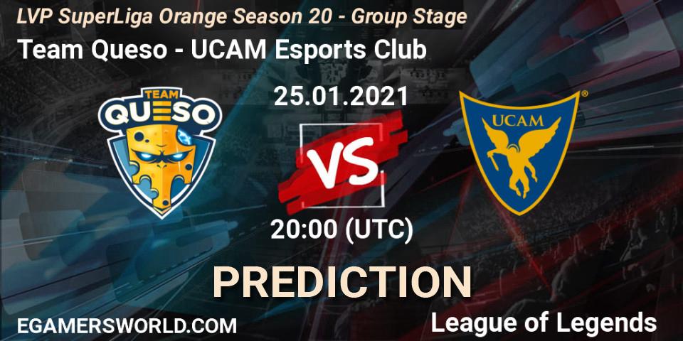 Team Queso vs UCAM Esports Club: Betting TIp, Match Prediction. 25.01.2021 at 20:00. LoL, LVP SuperLiga Orange Season 20 - Group Stage
