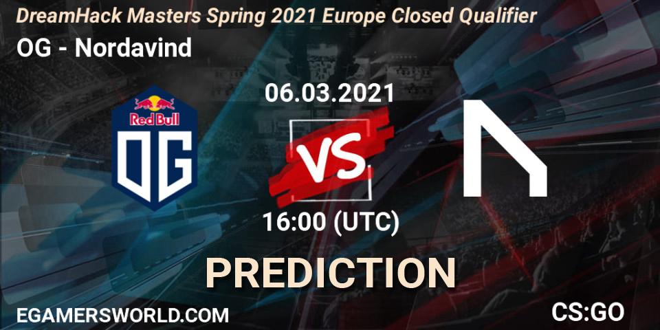 OG vs Nordavind: Betting TIp, Match Prediction. 06.03.2021 at 16:00. Counter-Strike (CS2), DreamHack Masters Spring 2021 Europe Closed Qualifier
