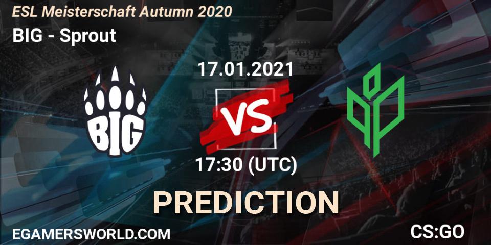 BIG vs Sprout: Betting TIp, Match Prediction. 17.01.2021 at 17:30. Counter-Strike (CS2), ESL Meisterschaft Autumn 2020